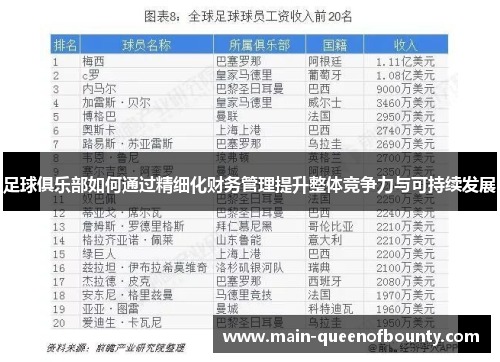 足球俱乐部如何通过精细化财务管理提升整体竞争力与可持续发展 足球俱乐部如何通过精细化财务管理提升整体竞争力与可持续发展